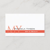 Carte De Visite Blanc chic et Saumon avec Initiales Professionnel (Devant)