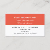 Carte De Visite Blanc chic et Saumon avec Monogram Professional (Dos)