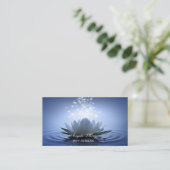 Carte De Visite Blanc chic Lotus Bleu (Debout devant)