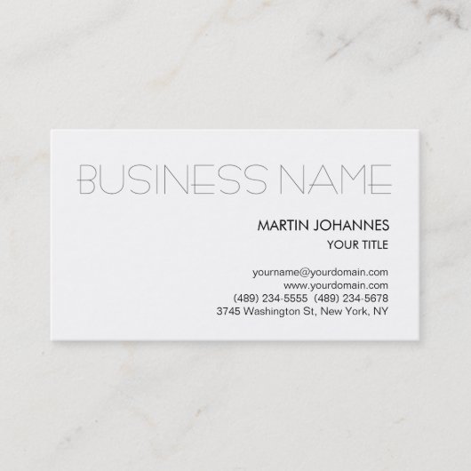 Carte de visite blanc chic professionnel tendance (Devant)