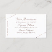 Carte De Visite Blanc clair avec bijoux Rose or et logo (Dos)