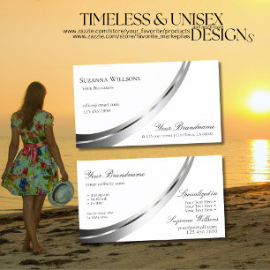 Carte De Visite Blanc clair classique avec Décor Argent