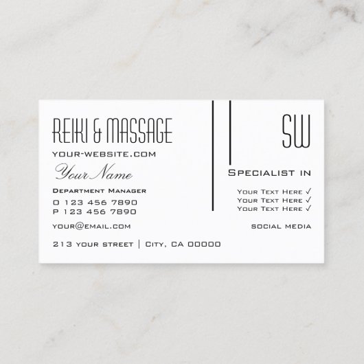 Carte De Visite Blanc clair classique avec Initiales Professionnel (Dos)