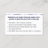 Carte De Visite Blanc clair classique recherche d'emploi minimal é (Dos)
