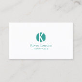 Carte De Visite Blanc clair et Turquoise avec Monogram Professiona (Devant)