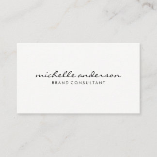 Carte De Visite Blanc clair minimaliste avec texte cursif
