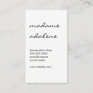 Carte De Visite Blanc clair minimaliste avec texte cursif