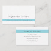 Carte De Visite Blanc clair simple Bande d'Aqua Contact minimal (Devant / Derrière)