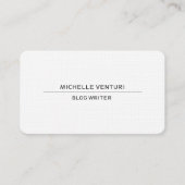 Carte De Visite Blanc clair Simple Professionnel Blog Writer Web (Devant)
