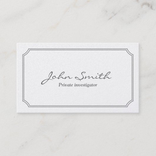Carte de visite blanc classique d'investigateur de (Devant)