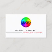 Carte De Visite Blanc classique et noir avec logo professionnel (Devant)