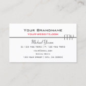 Carte De Visite Blanc classique et noir avec Monogram Professional (Dos)