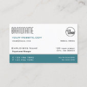 Carte De Visite Blanc classique et Turquoise Simple Style avec log (Dos)