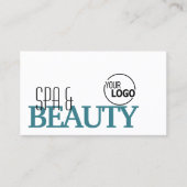 Carte De Visite Blanc classique et Turquoise Simple Style avec log (Devant)