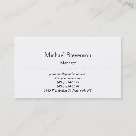 Carte de visite blanc classique tendance à la soie (Devant)