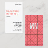 Carte De Visite Blanc, corail : Moderne ! (Devant / Derrière)