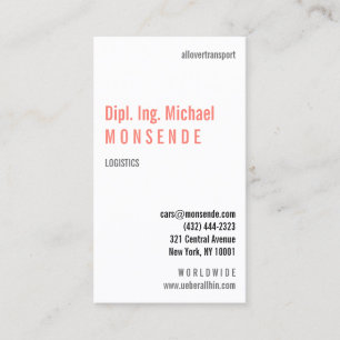 Carte De Visite Blanc, corail : Moderne !