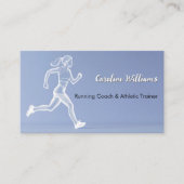 Carte De Visite Blanc Coureur femme bleu clair entraîneur (Devant)