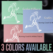 Carte De Visite Blanc Coureur femme bleu clair entraîneur