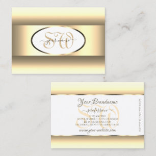 Carte De Visite Blanc Crème Ombré Initiales Décor Bordure Or Clair
