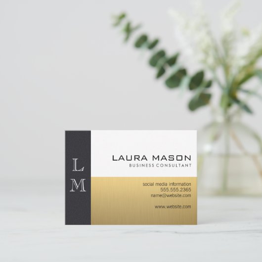 Carte De Visite Blanc cuir or (Debout devant)