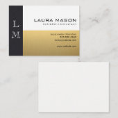 Carte De Visite Blanc cuir or (Devant / Derrière)