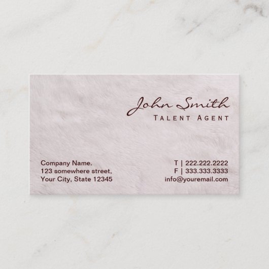 Carte de visite blanc d'agent de talent de (Devant)