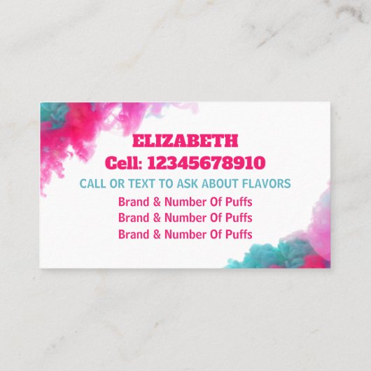 Carte de visite blanc de bandes jetables (Dos)