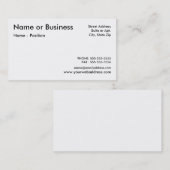 Carte De Visite Blanc de base (disposition 1) (Devant / Derrière)