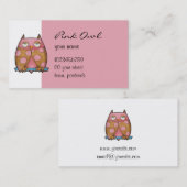 Carte de visite blanc de Chouette rose (Devant / Derrière)