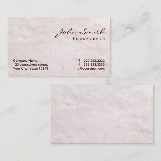 Carte de visite blanc de comptable de texture de (Devant / Derrière)