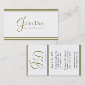 Carte De Visite Blanc de comptable d'impôts/rayures d'or (Devant / Derrière)