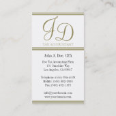 Carte De Visite Blanc de comptable d'impôts/rayures d'or (Dos)