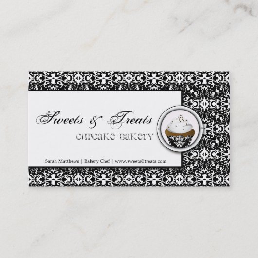 Carte de visite blanc de damassé de noir de (Devant)