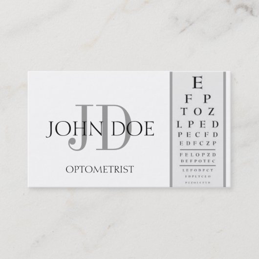 Carte De Visite Blanc de diagramme d'optométriste (Devant)