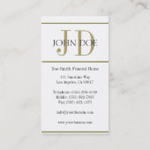 Carte De Visite Blanc de directeur des pompes funèbres/rayure d'or (Dos)