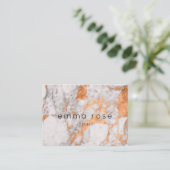 Carte de visite blanc de marbre et d'en cuivre (Debout devant)