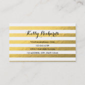 Carte de visite blanc de motif de rayures d'or (Dos)