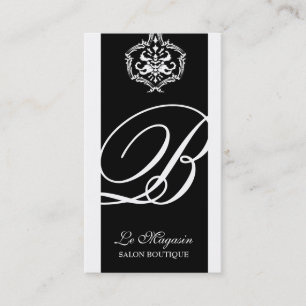 Carte De Visite blanc de noir de monogramme de la damassé