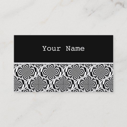 Carte De Visite Blanc de noir de motif d'hypnose + votre texte (Devant)