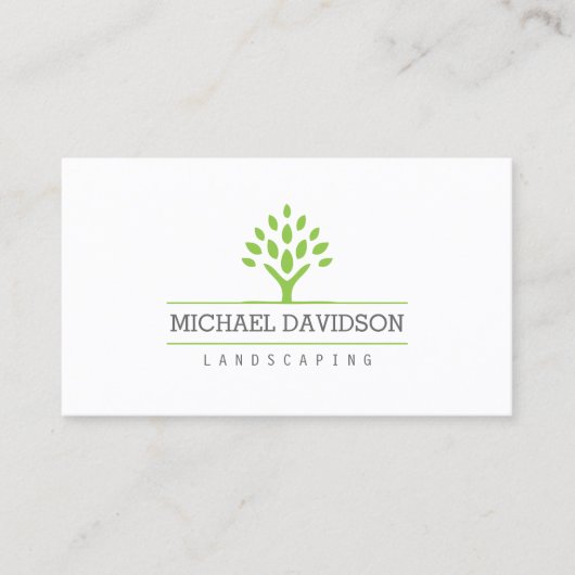 Carte de visite blanc de paysage d'arbre professio (Devant)