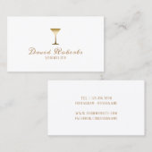 Carte De Visite Blanc de plaine de barman de Sommelier (Devant / Derrière)