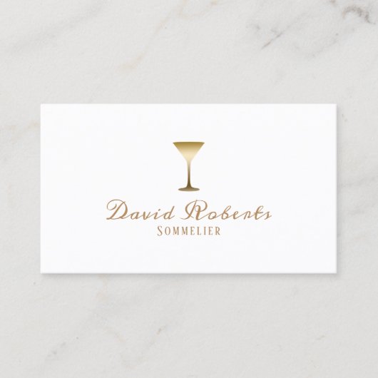 Carte De Visite Blanc de plaine de barman de Sommelier (Devant)