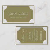 Carte De Visite Blanc de plaque/frontière d'or de mandataire (Devant / Derrière)