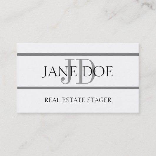 Carte De Visite Blanc de rayure de vieux routier d'immobiliers (Devant)