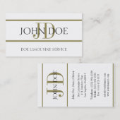 Carte De Visite Blanc de service de limousine/rayure d'or (Devant / Derrière)