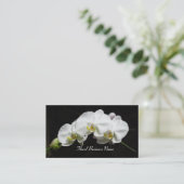 Carte de visite blanc d'orchidées (Debout devant)