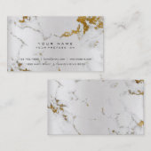 Carte De Visite Blanc doré Marbre gris Vip Argent précoce (Devant / Derrière)