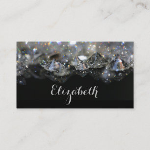 Carte De Visite Blanc élégant de fête brillant de noir de diama