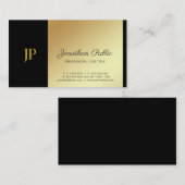 Carte De Visite Blanc élégant de monogramme et luxe simple d'or (Devant / Derrière)